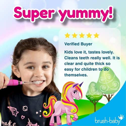 Brush-Baby Kids Natural Strawberry flavoured Unicorn Toothpaste thumbnail 2