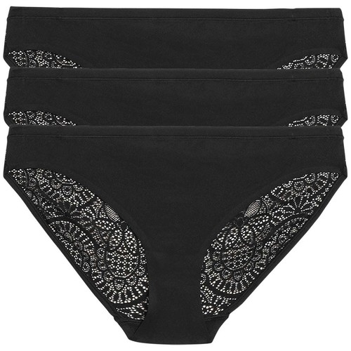 M&S Body Lace Bikini Knickers, 3 Pack, 16, Black