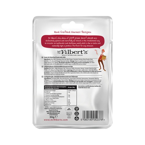 Mr Filberts Traditional Beef Biltong - Chilli Rub thumbnail 6