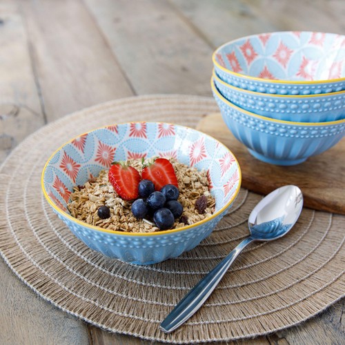 KitchenCraft Pale Blue Detailed Ceramic Bowl thumbnail 3