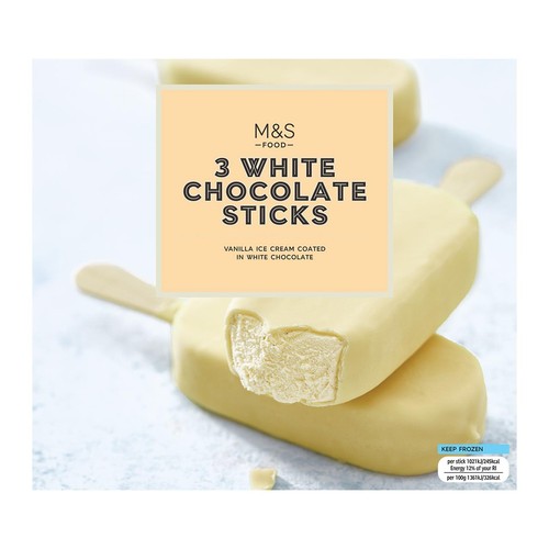 M&S 3 White Chocolate Sticks Ice Cream thumbnail 2