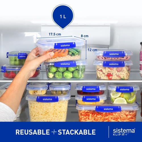 Sistema Klip It Plus 1L Containers 3 Pack Airtight Food Storage thumbnail 6