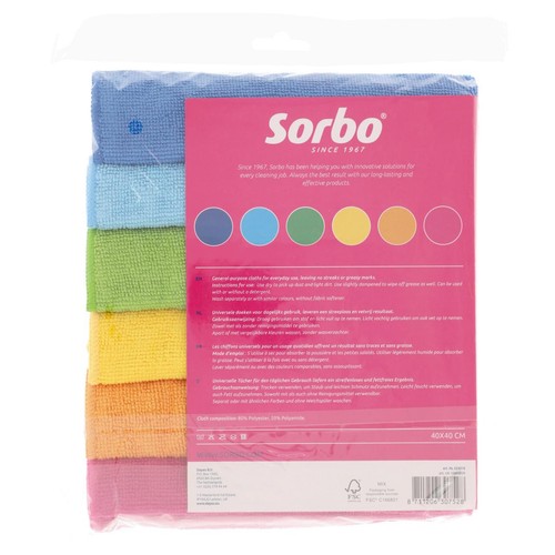 Sorbo Microfibre cloths Rainbow 40x40cm 6pcs thumbnail 2