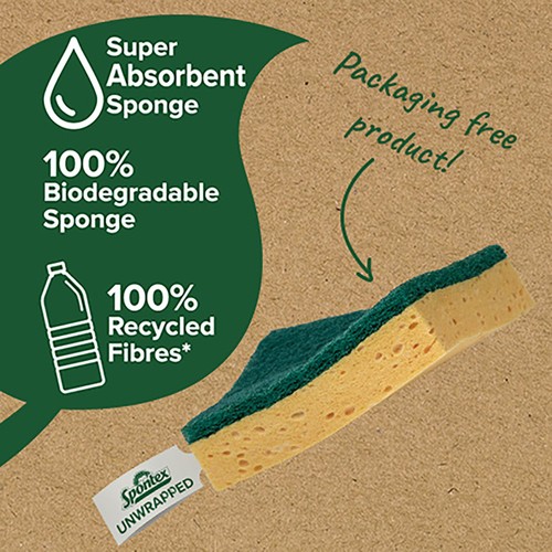Spontex Biodegradable Unwrapped Sponge Scourer thumbnail 2
