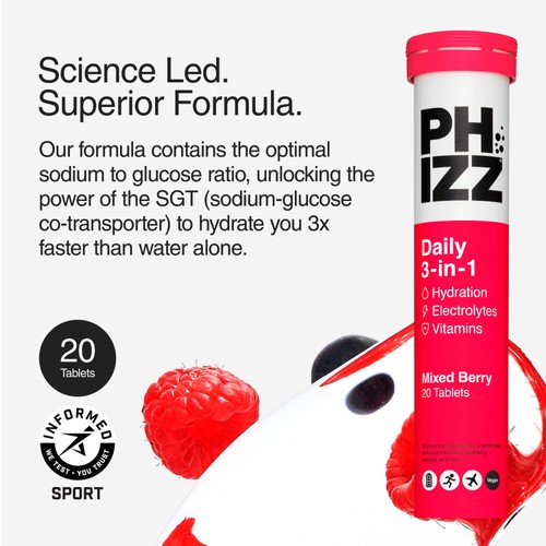 Phizz Mixed Berry 3-in-1 Hydration, Electrolytes and Vitamins Effervescent thumbnail 5