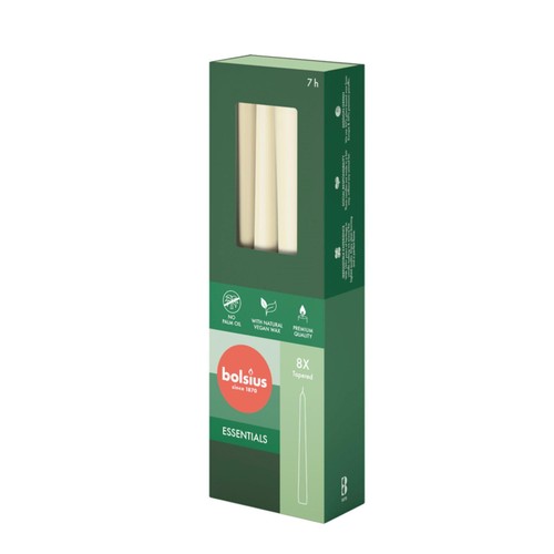 Bolsius Essentials Taper Candles  Box of  8 Soft Pearl thumbnail 2