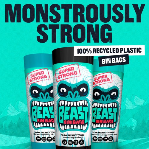 BEAST Incredibly Tough Drawstring Swing Bin Bags 50L thumbnail 2