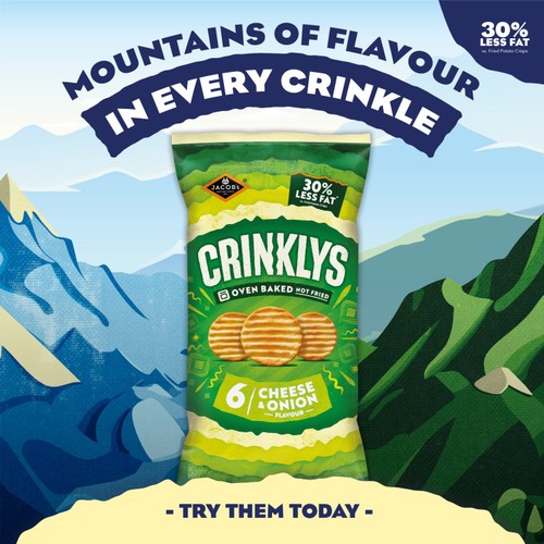 Jacob's Crinklys Cheese & Onion 30% Less Fat  Multipack Snacks thumbnail 4