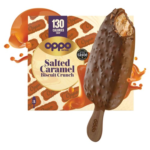 Oppo Salted Caramel Biscuit Crunch Low Calorie Ice Cream Sticks thumbnail 2
