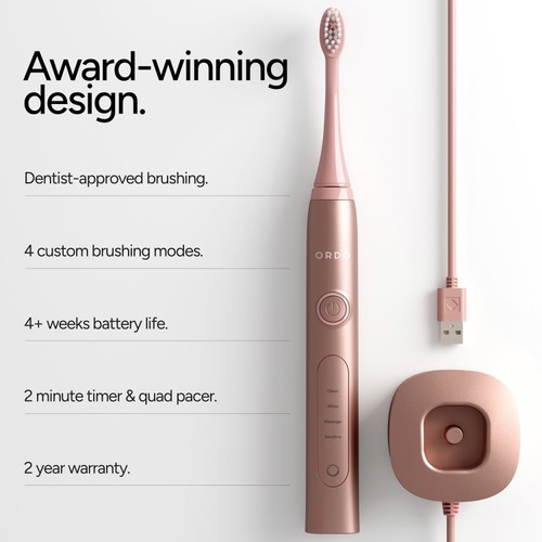 Ordo Sonic+ Toothbrush & Charging Travel Case - Rose Gold thumbnail 7