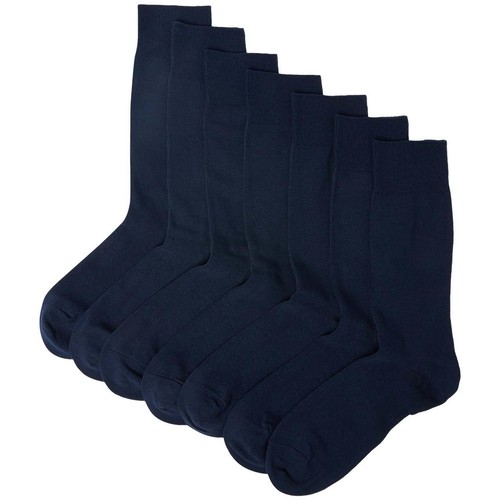 M&S Mens Cool & Fresh Cotton Rich Socks, 7 Pack, 9-12, Navy