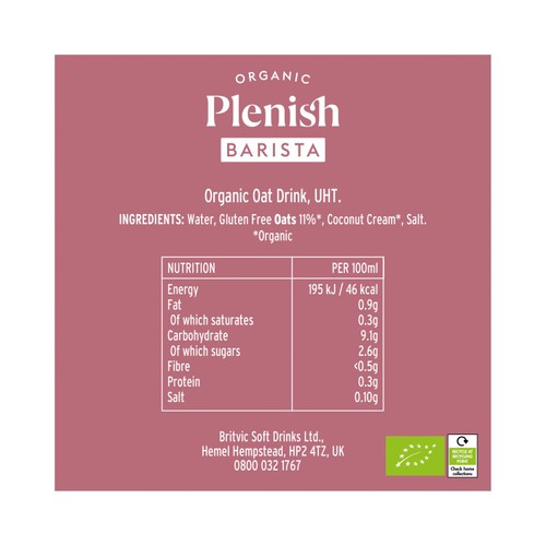Plenish Organic Oat Barista Milk Long Life thumbnail 7