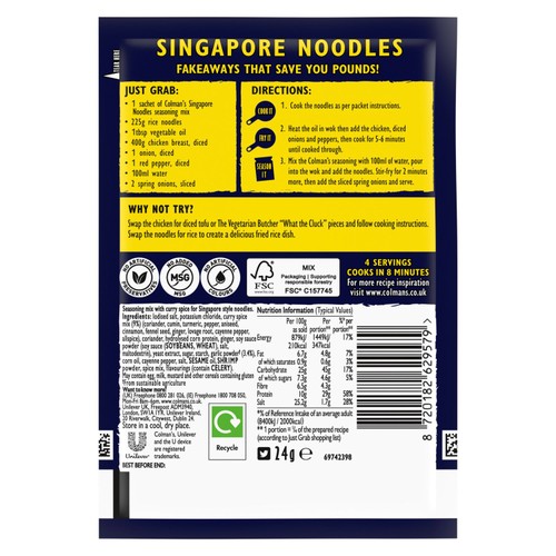 Colman's Weekend Wonders Meal Maker Recipe Mix Singapore Noodles thumbnail 5