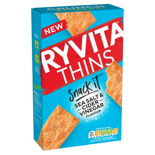 Ryvita Snack It Thins Sea Salt & Cider Vinegar Flatbread Snacks thumbnail 3