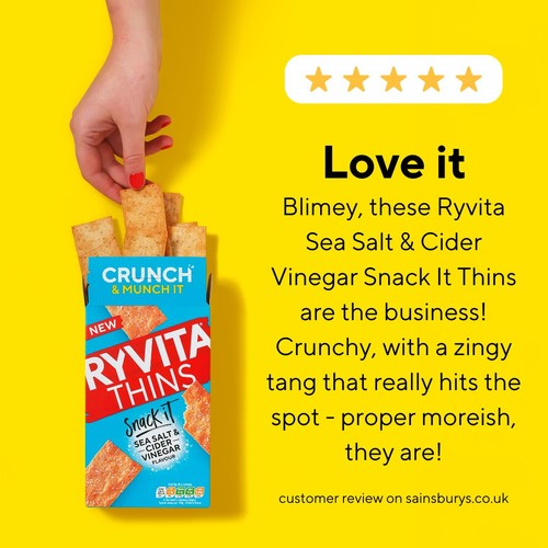 Ryvita Snack It Thins Sea Salt & Cider Vinegar Flatbread Snacks thumbnail 7