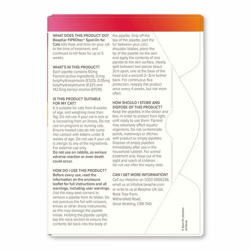 Beaphar FIPROtec Flea & Tick Spot-On for Cats thumbnail 6