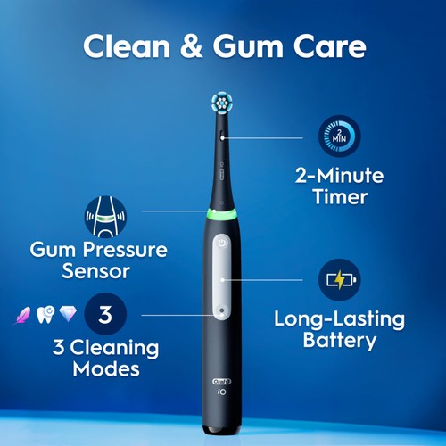 Oral-B iO3 Black & Blue Electric Toothbrush Duo Pack + Travel Case) thumbnail 3