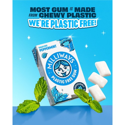 Milliways Peppermint, Plastic Free, Sugar Free Chewing Gum thumbnail 2