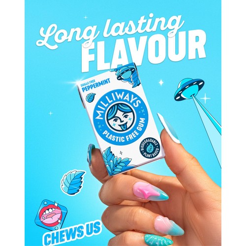 Milliways Peppermint, Plastic Free, Sugar Free Chewing Gum thumbnail 5