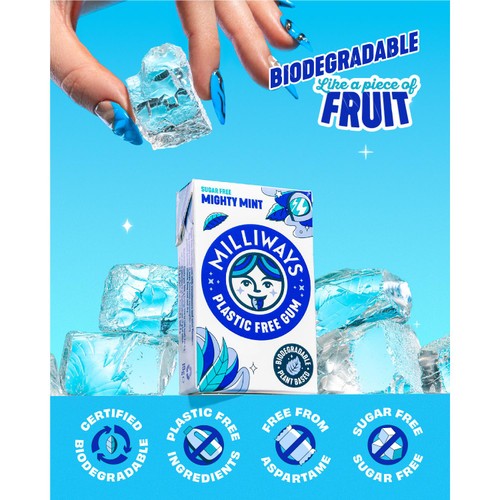 Milliways Mighty Mint, Plastic Free, Sugar Free Chewing Gum thumbnail 3