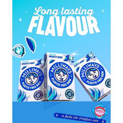 Milliways Mighty Mint, Plastic Free, Sugar Free Chewing Gum thumbnail 5