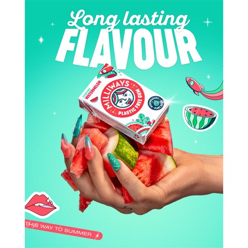 Milliways Watermelon, Plastic Free, Sugar Free Chewing Gum thumbnail 5