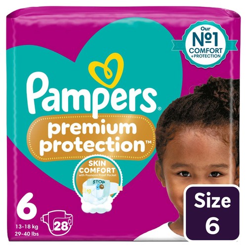 Pampers Premium Protection Size 6, 28 Nappies, Essential Pack
