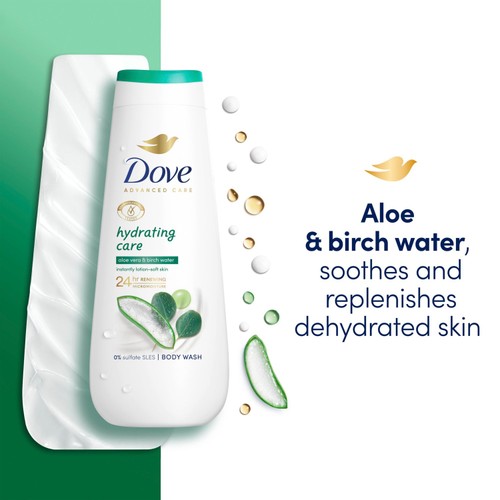 Dove Hydrating Advanced Care Body Wash Shower Gel Aloe Vera & Birch Water thumbnail 4