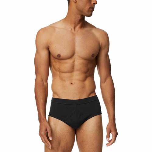 M&S Mens Pure Cotton Briefs, 5 Pack, L, Black thumbnail 2