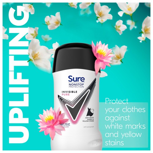 Sure Women Antiperspirant Deodorant Stick Nonstop Invisible Pure thumbnail 3