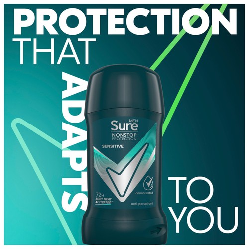 Sure Men Antiperspirant Deodorant Stick Nonstop Sensitive thumbnail 2