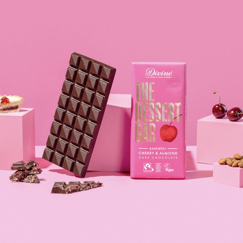 Divine Chocolate Dessert Bar Dark Chocolate Bakewell with Cherry and Almond thumbnail 2