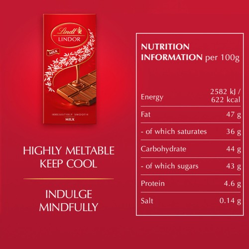 Lindt Lindor Milk Chocolate Bar  thumbnail 7