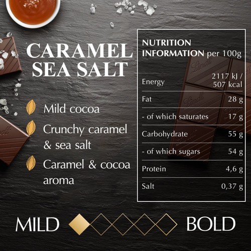 Lindt Excellence Dark Caramel Sea Salt Chocolate Bar thumbnail 8