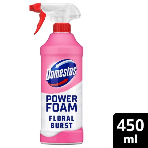 Domestos Power Foam Toilet & Bathroom Cleaner Spray Floral Burst