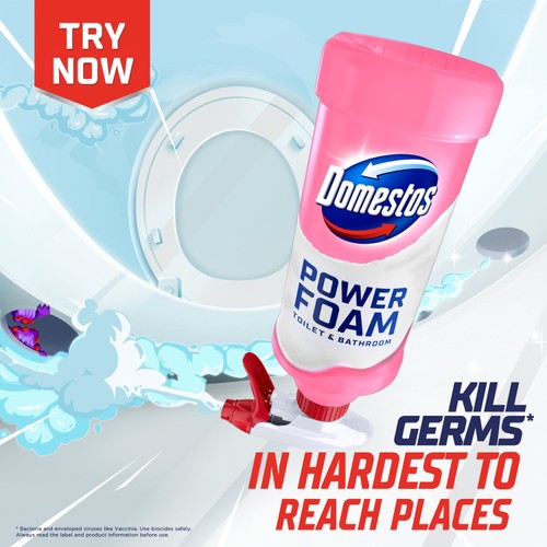Domestos Power Foam Toilet & Bathroom Cleaner Spray Floral Burst thumbnail 5