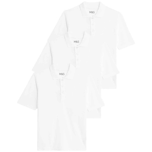 M&S Unisex Polo Shirt, 13-14 Years, White