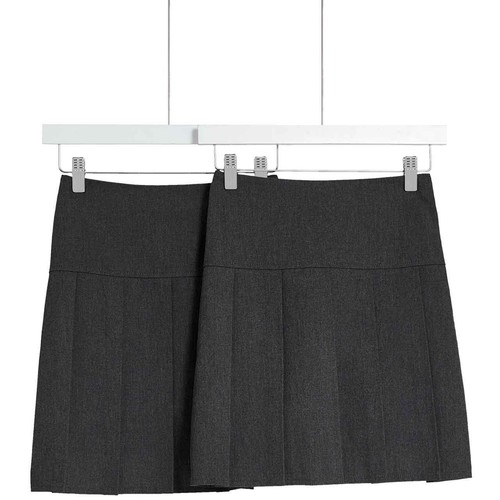 M&S 2Pk Pleated Skirt, 8-9 Years, Grey thumbnail 2