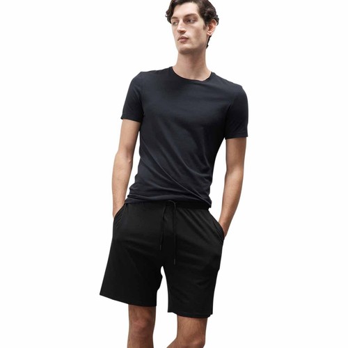M&S Supima Cotton Blend Pyjama Shorts, M, Black thumbnail 2