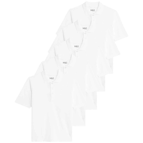 M&S Unisex Polo Shirt, 13-14 Years, White