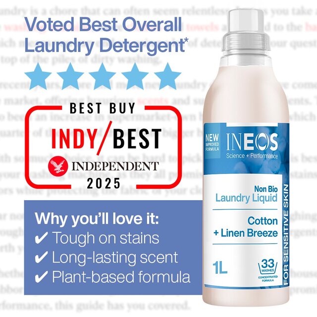 INEOS Non Bio Laundry Liquid Detergent Cotton + Linen Breeze 33 Washes  thumbnail 10