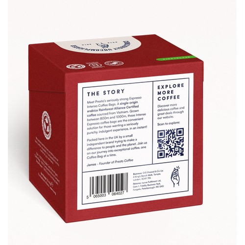 Presto Espresso Intenso Coffee Bags thumbnail 2