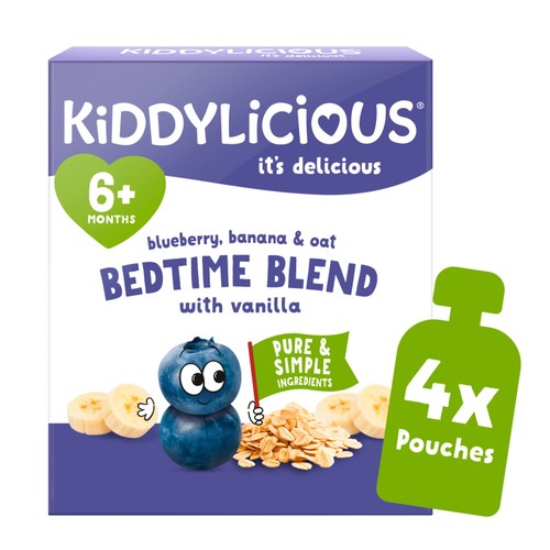 Kiddylicious Blueberry,Banana & Oat Bedtime Blend Pouch Baby Food Multi 6m+ thumbnail 3
