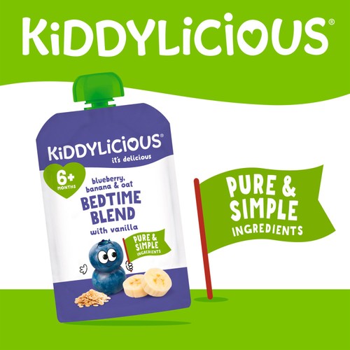 Kiddylicious Blueberry,Banana & Oat Bedtime Blend Pouch Baby Food Multi 6m+ thumbnail 4