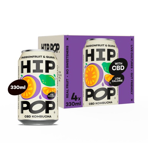 Hip Pop Passionfruit & Guava CBD Kombucha