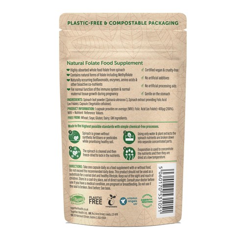 Together Health Folate, Natural Folic Acid 400 mcg thumbnail 2