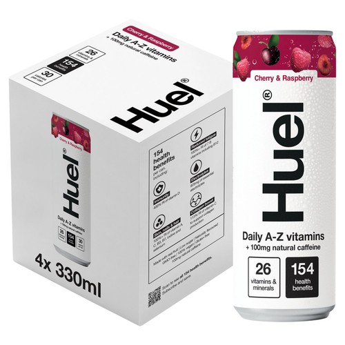 Huel Daily A-Z Cherry & Raspberry Sparkling Multivitamin Energy Drink