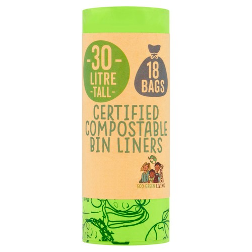 Eco Green Living Certified Compostable 30L Bin Bags