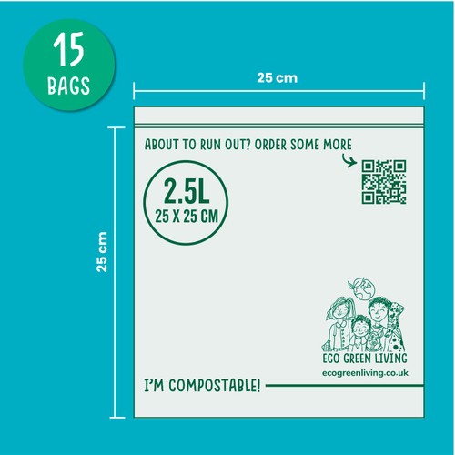 Eco Green Living Certified Compostable Large 2.5L Resealable Ziplock Bags thumbnail 5