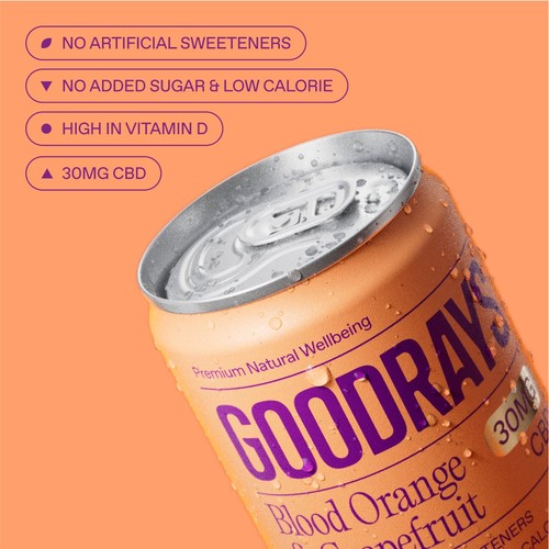 Goodrays CBD Drinks - Blood Orange & Grapefruit thumbnail 2